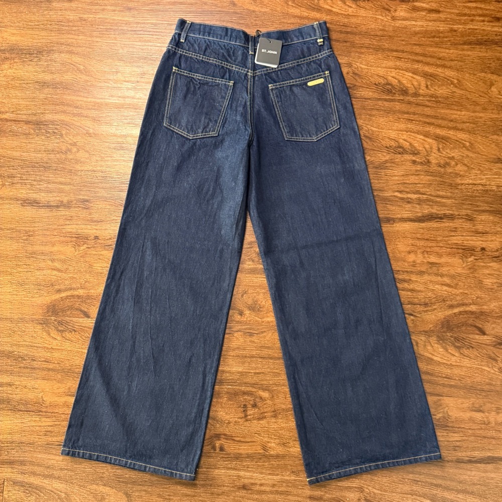 St John Paseo Jeans Womens 10 NWT Dark Indigo Wide Leg K84AC70 $695 USA Luxury - Picture 5 of 14